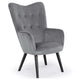 Sillón escandinavo de terciopelo gris con respaldo capitoné