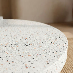 Table basse ronde moderne Titouan D84cm Effet Terrazzo