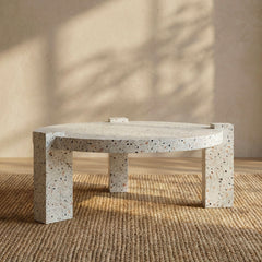 Table basse ronde moderne Titouan D84cm Effet Terrazzo