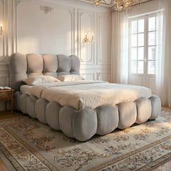Lit-coffre design boule Bilbola avec sommier relevable 140x200cm Velours Gris