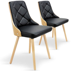 Lot de 2 chaises Aimles scandinaves chêne clair et noir