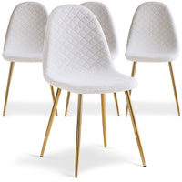 Lot de 4 chaises en tissu bouclette blanc matelassées Atona