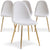 Lot de 4 chaises en tissu bouclette blanc matelassées Atona