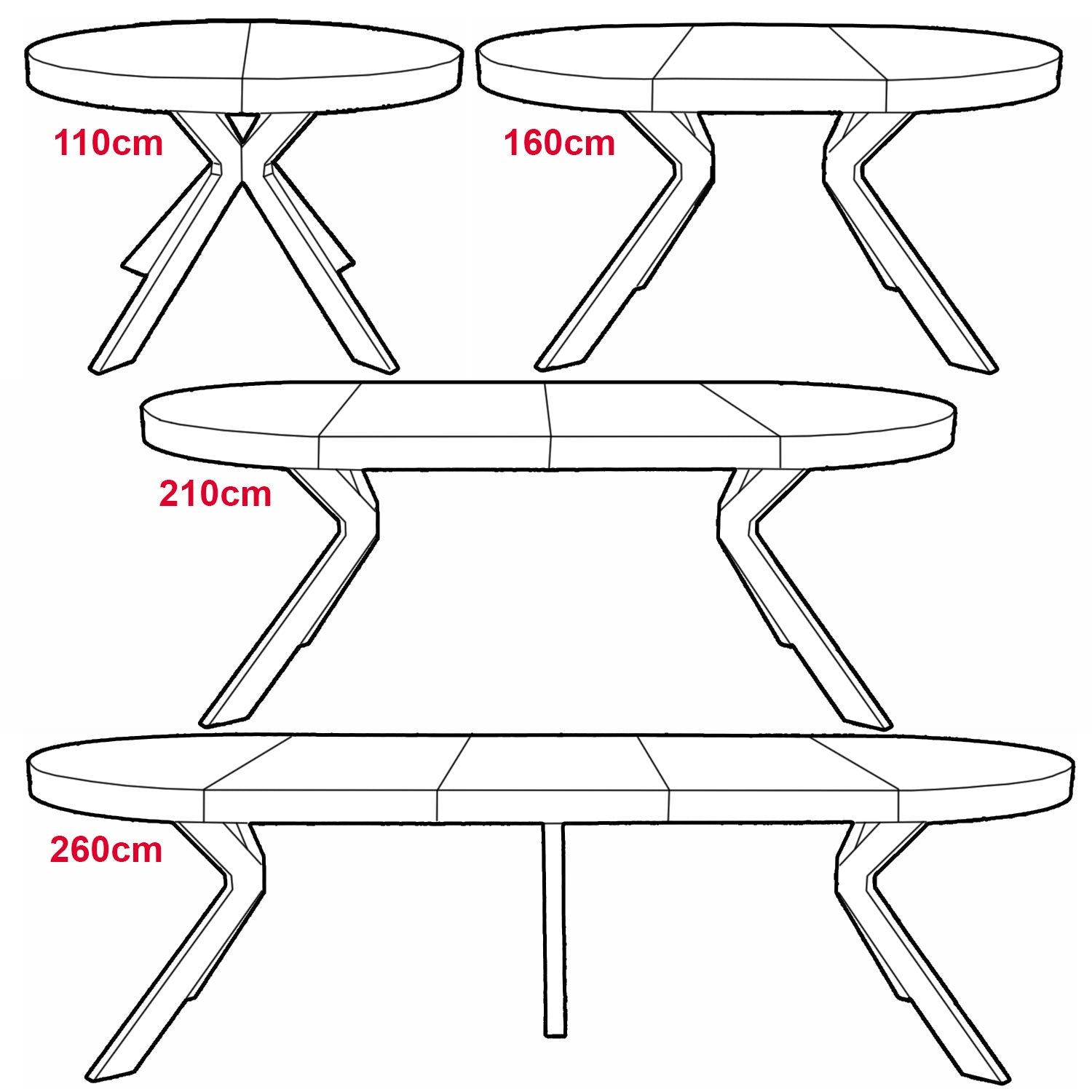 Table ronde extensible 110-260cm Myriade Effet travertin Beige et Noir