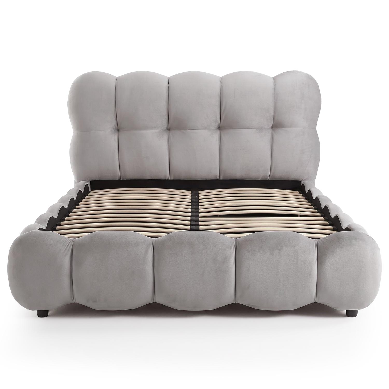 Lit-coffre design boule Bilbola avec sommier relevable 140x200cm Velours Gris