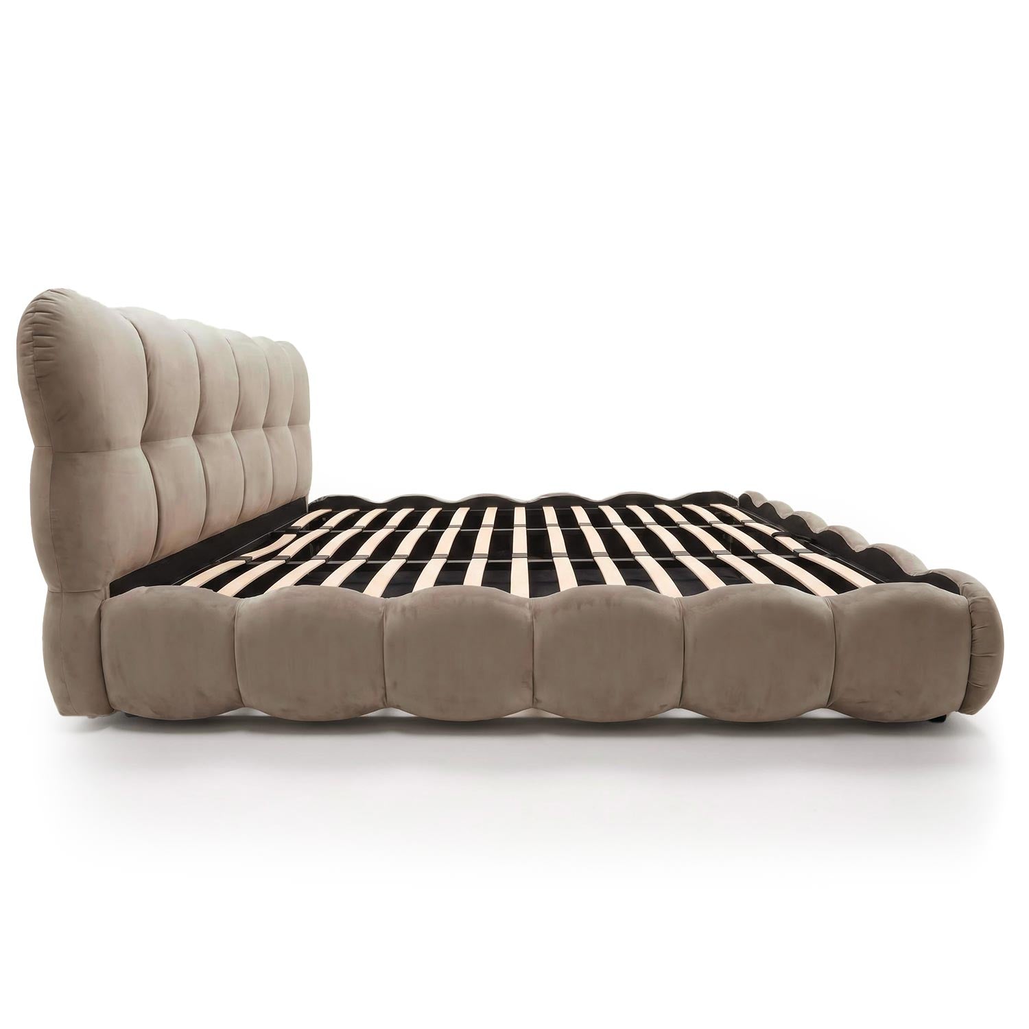 Pack Lit-coffre design boule Bilbola + Matelas Bedream 180x200cm Velours Taupe