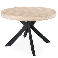 Table ronde extensible 110-260cm Myriade Effet travertin Beige et Noir