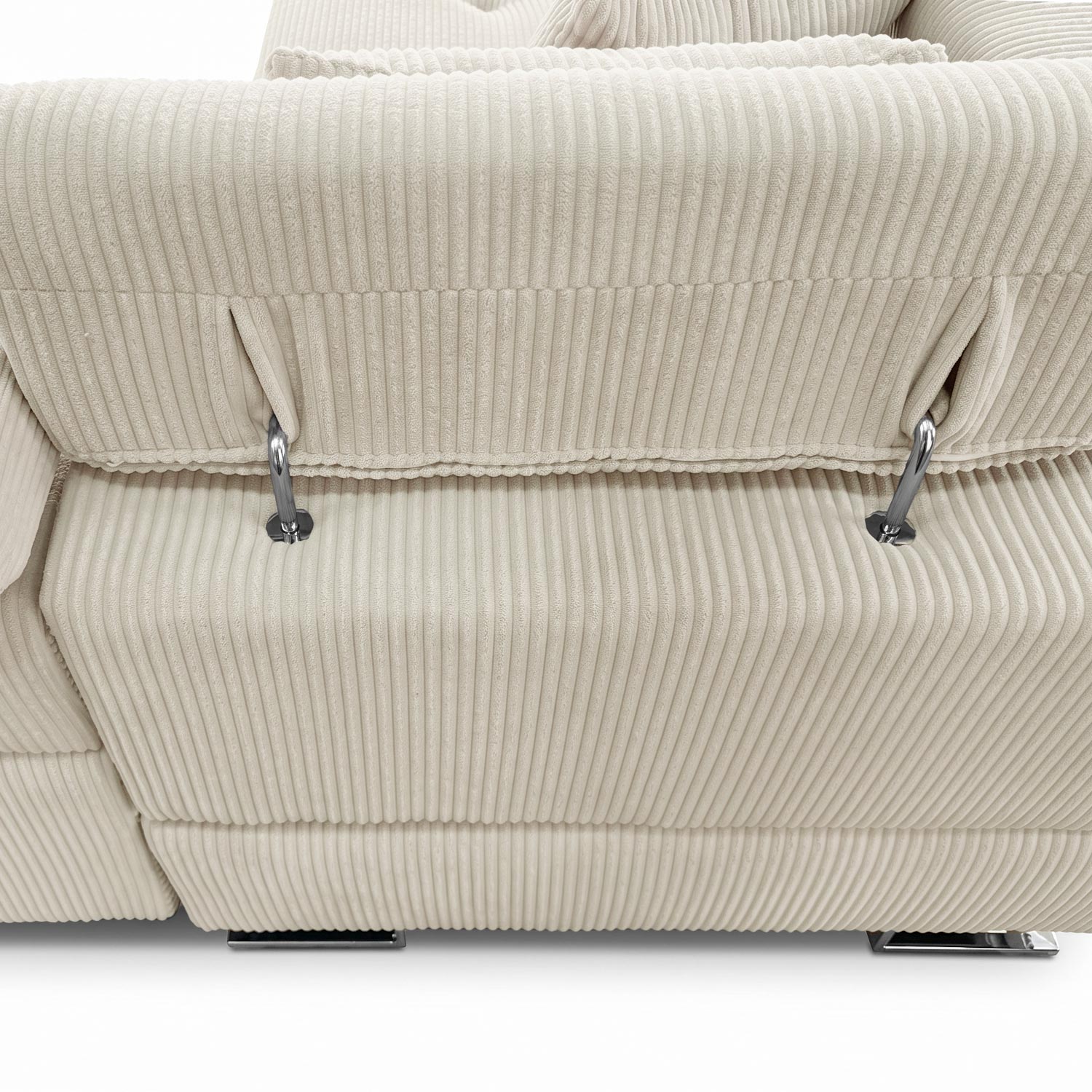 Canapé d'angle convertible Antoni avec têtières relevables angle à droite Velours côtelé Beige