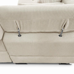 Canapé d'angle convertible Antoni avec têtières relevables angle à droite Velours côtelé Beige