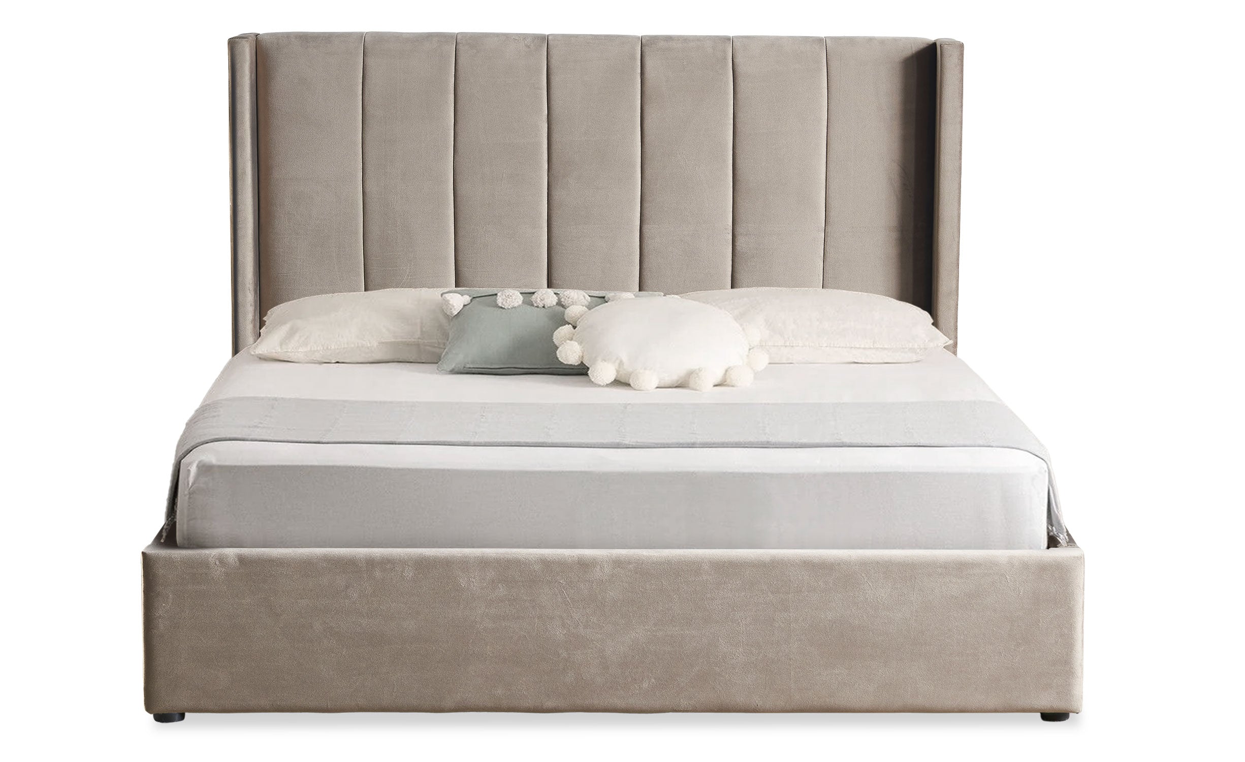 Lit double Magorial avec sommier relevable 160x200cm Velours Taupe