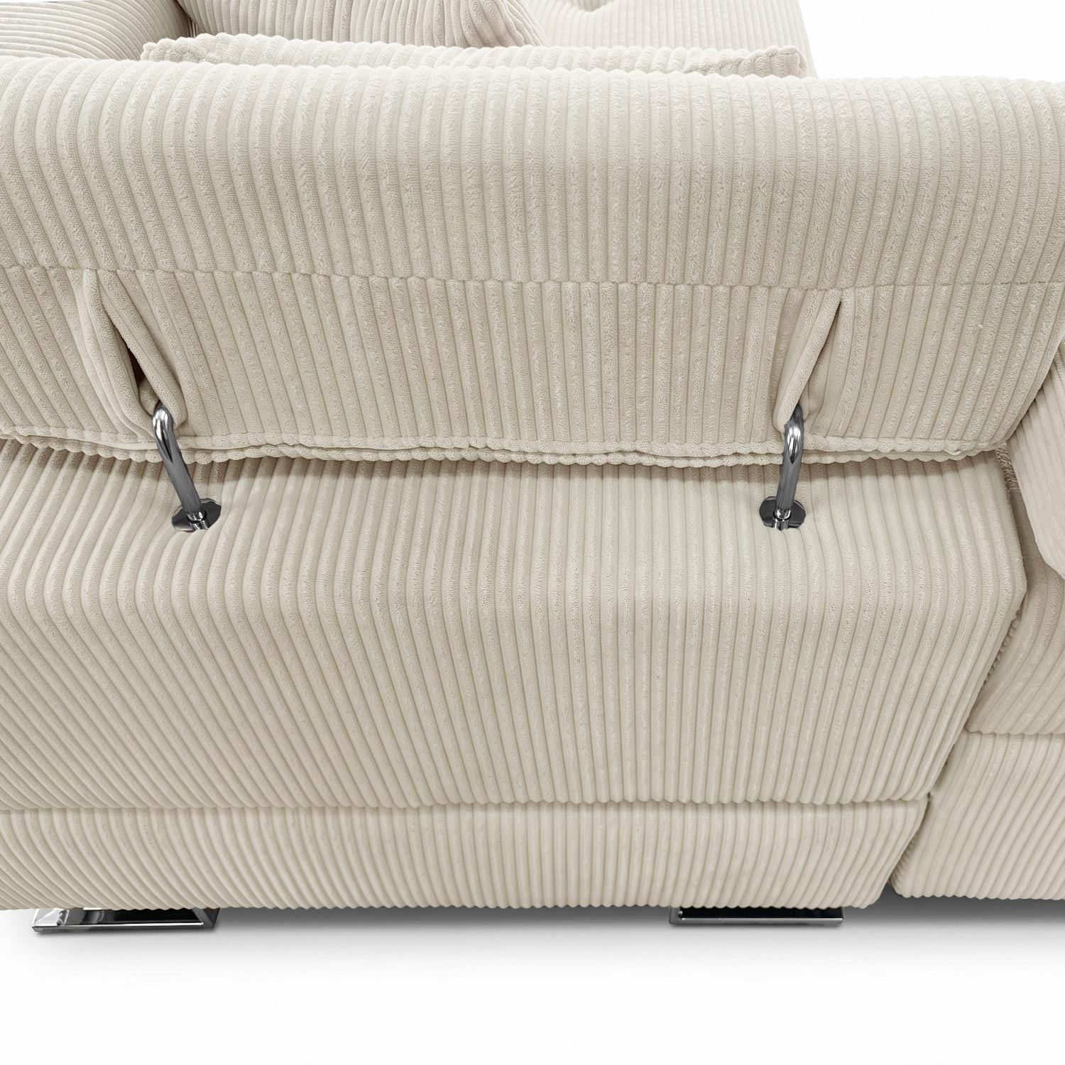 Canapé d'angle convertible Antoni avec têtières relevables angle à gauche Velours côtelé Beige