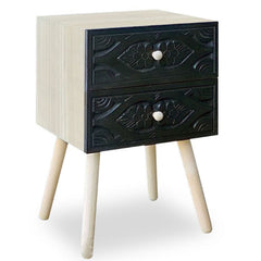 Table de chevet Catana 2 tiroirs Noir Carbone