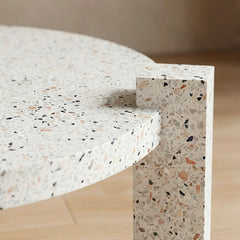 Table basse ronde moderne Titouan D84cm Effet Terrazzo