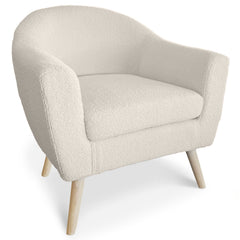 Sillón Aliph escandinavo tejido de bouclé de lana crema