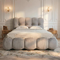 Lit-coffre design boule Bilbola avec sommier relevable 140x200cm Velours Gris