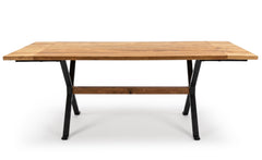Table à manger rectangulaire style industriel 150cm Rustica Bois de manguier et Métal Noir
