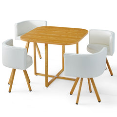 Mesa con sillas escandinavas Agustine blancas y roble