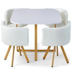 Juego de mesa de comedor y 4 sillas escandinavas blancas
