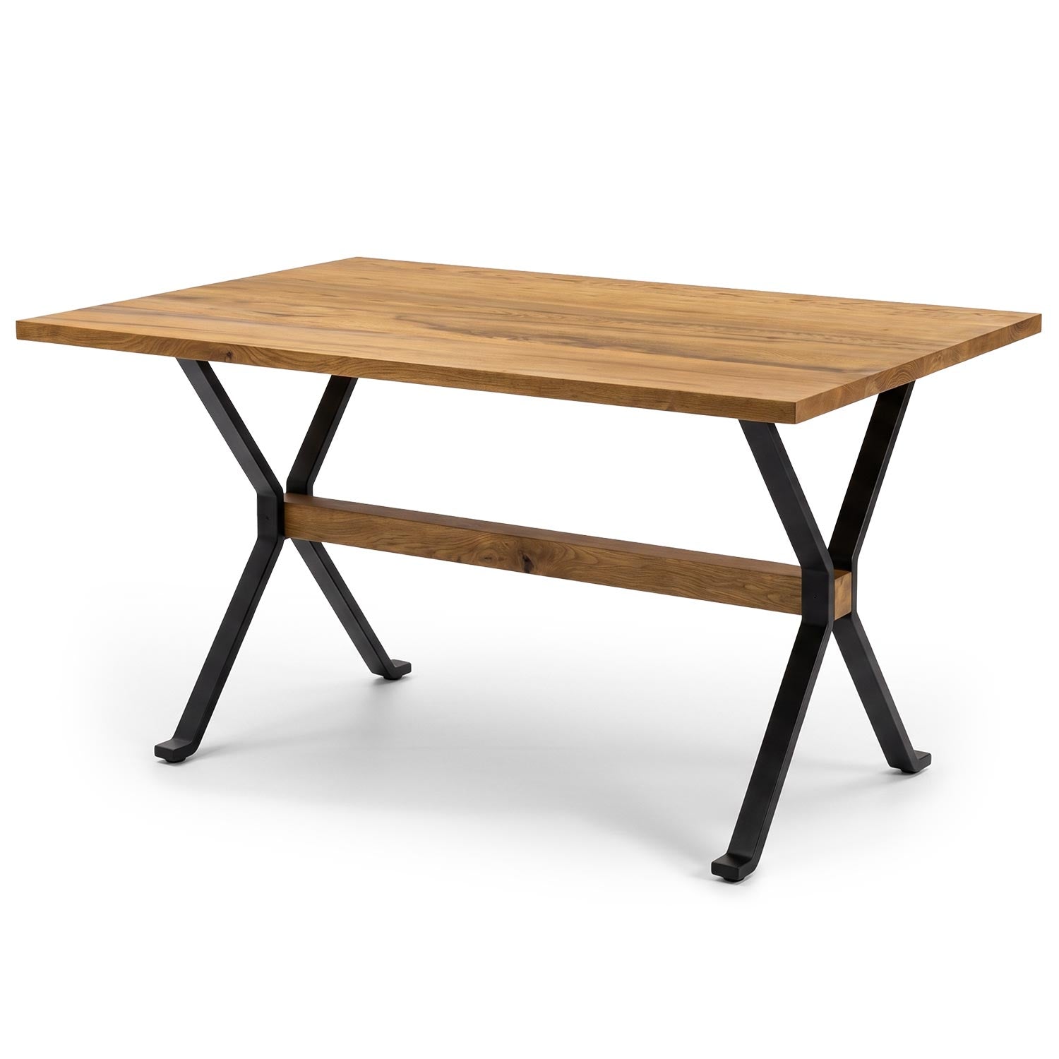 Table à manger rectangulaire style industriel 150cm Rustica Bois de manguier et Métal Noir