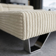 Canapé d'angle à gauche avec têtières relevables Quentin Velours côtelé Beige