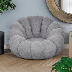Sillón concha Basha de tela bouclé gris