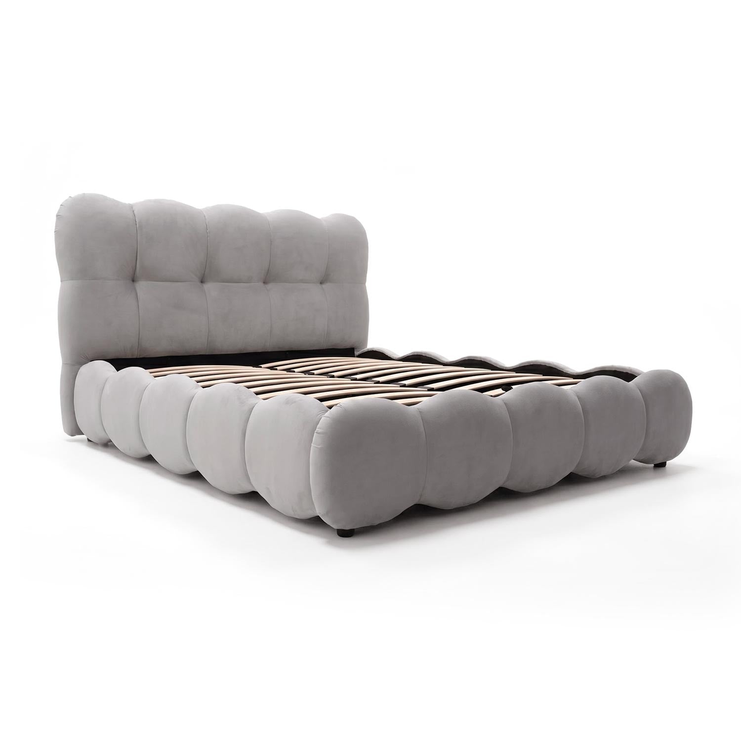 Lit-coffre design boule Bilbola avec sommier relevable 140x200cm Velours Gris