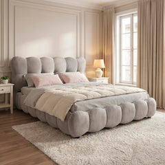 Lit-coffre design boule Bilbola avec sommier relevable 180x200cm Velours Gris