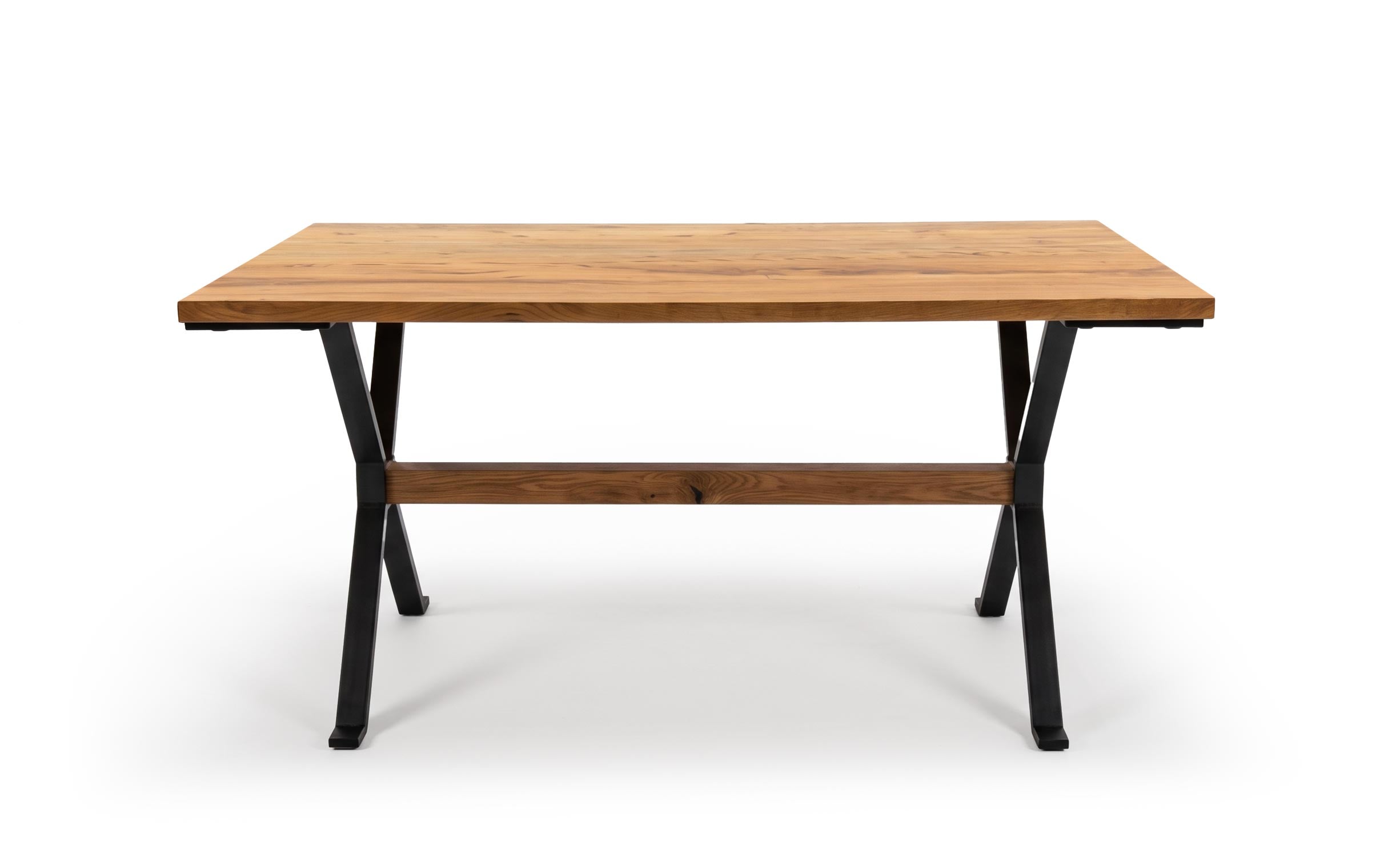 Table à manger rectangulaire style industriel 150cm Rustica Bois de manguier et Métal Noir