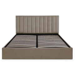 Lit coffre Astris avec sommier en velours taupe 180 cm