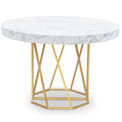 Table ronde extensible Yasmina Effet Marbre et pieds Or