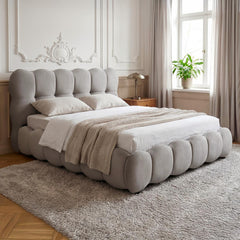 Pack Lit-coffre design boule Bilbola + Matelas Bedream 160x200cm Velours Gris