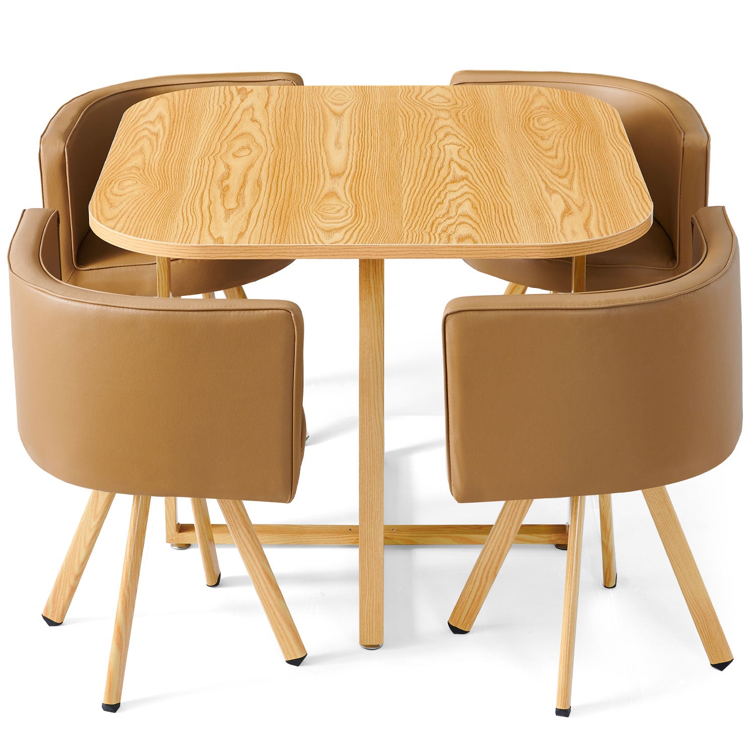 Table et chaises encastrables scandinaves Oslo Bois et Marron