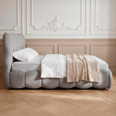 Pack Lit-coffre design boule Bilbola + Matelas Bedream 160x200cm Velours Gris