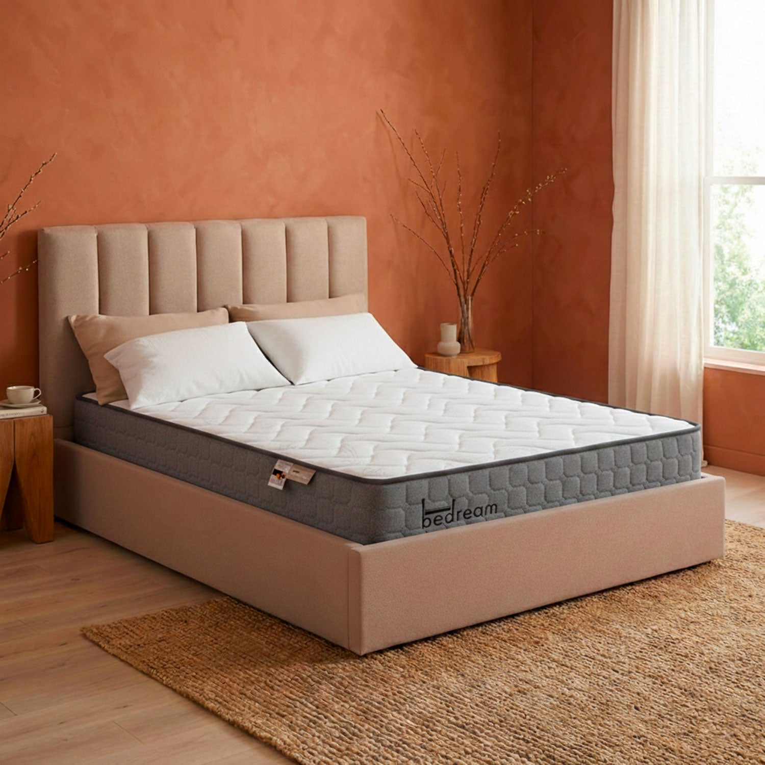 Pack Lit-coffre Songe + Matelas Bedream 140x190cm Tissu Beige
