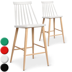 Lot de 2 chaises de bar scandinaves Trouville Blanc