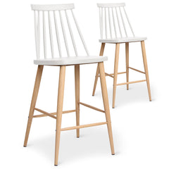 Lot de 2 chaises de bar scandinaves Trouville Blanc
