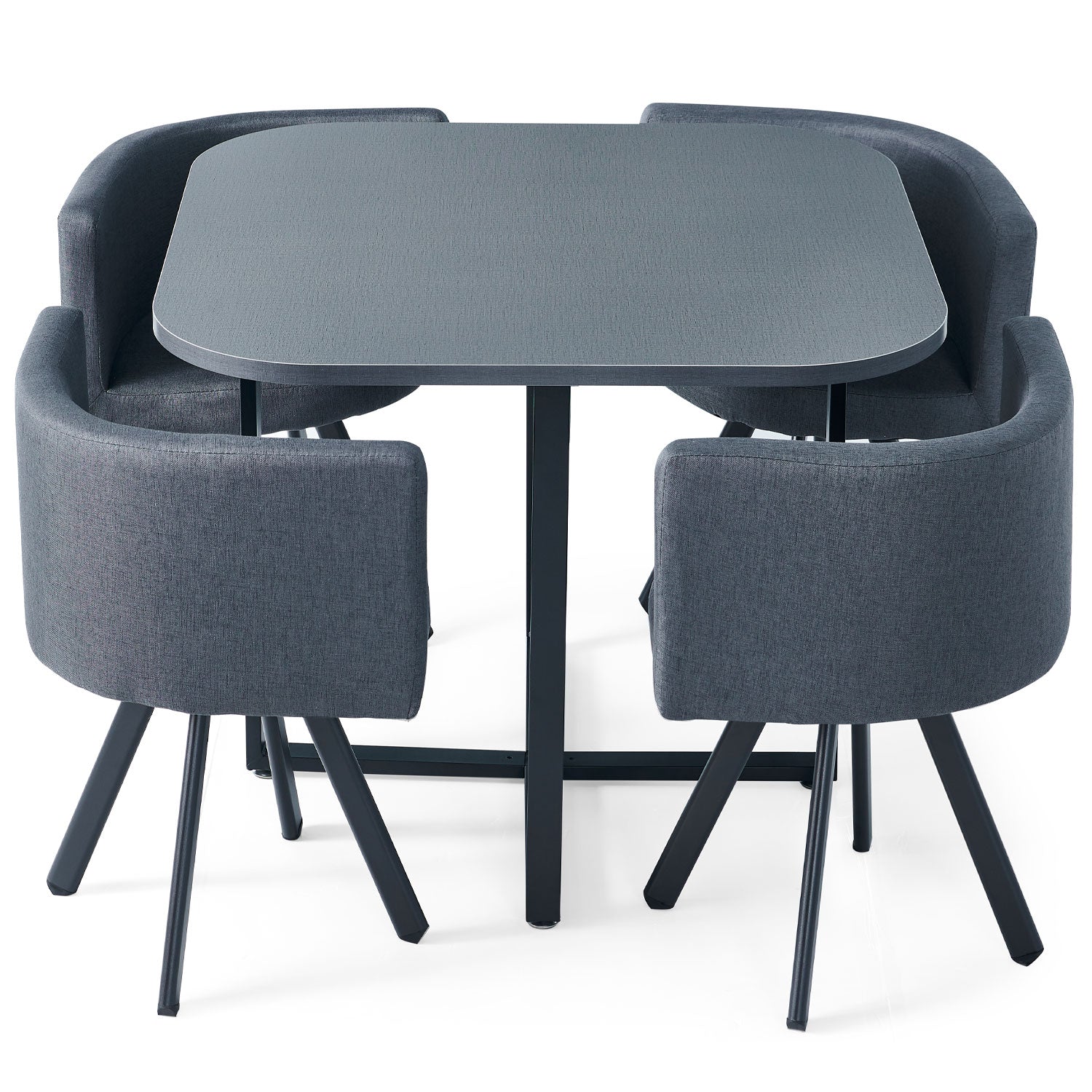 Table et chaises Oslo Gris et Tissu Gris