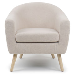 Sillón Aliph escandinavo tejido de bouclé de lana crema