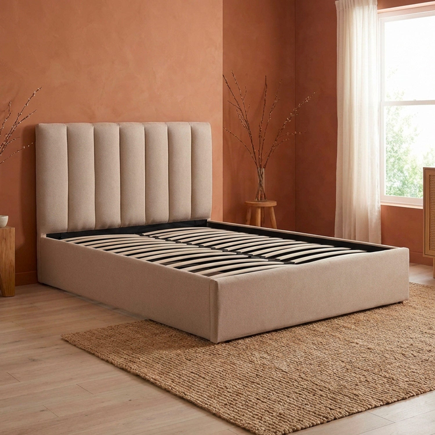 Pack Lit-coffre Songe + Matelas Bedream 140x190cm Tissu Beige