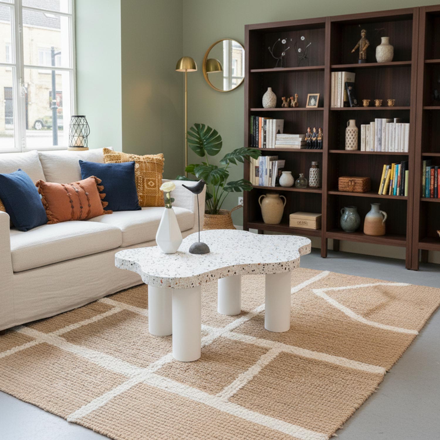Table basse forme nuage 69x100cm Lagoon Effet Terrazzo