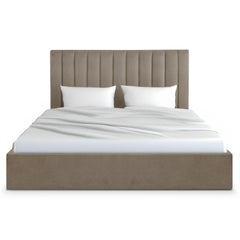 Lit coffre Astris avec sommier en velours taupe 180 cm