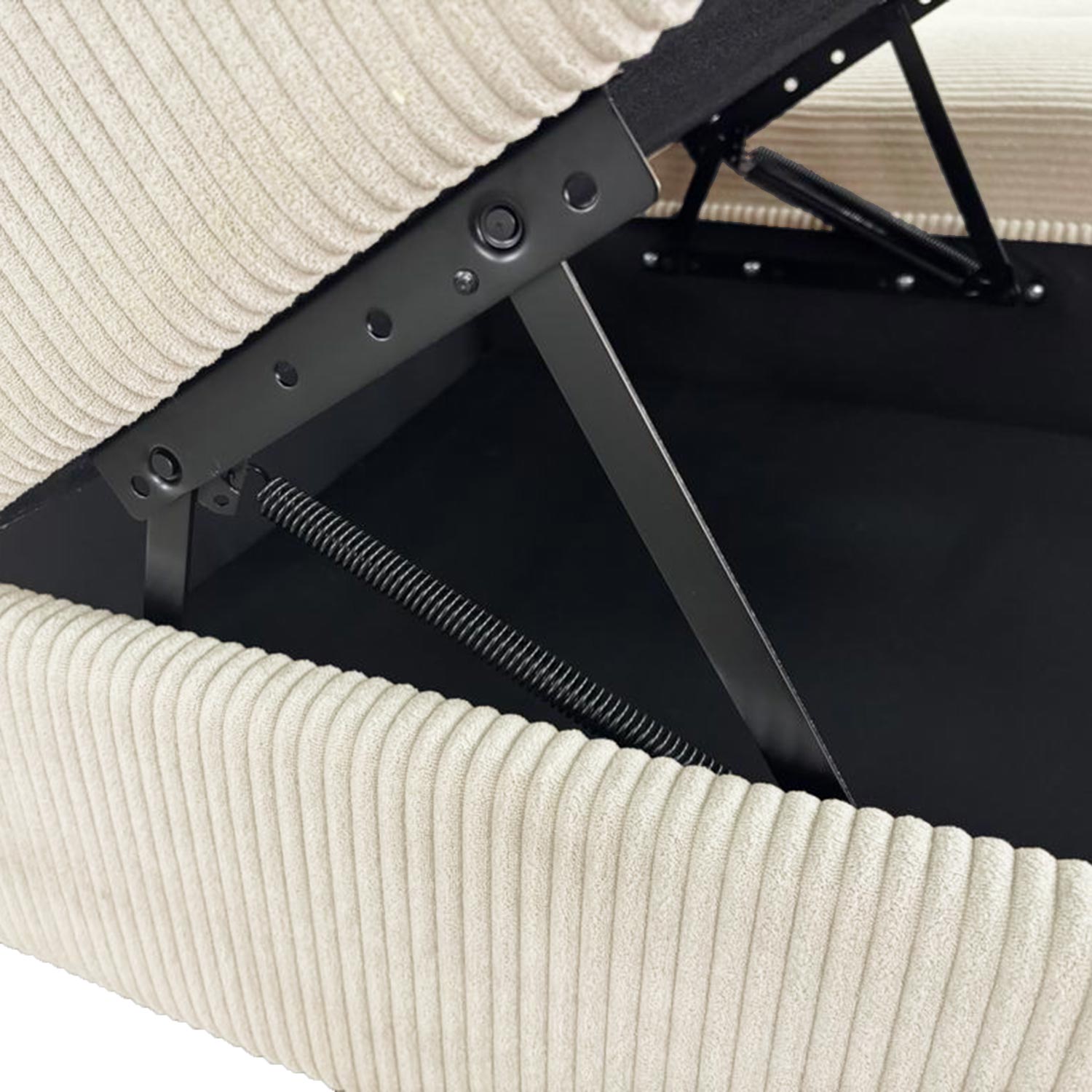Canapé d'angle convertible Antoni avec têtières relevables angle à gauche Velours côtelé Beige
