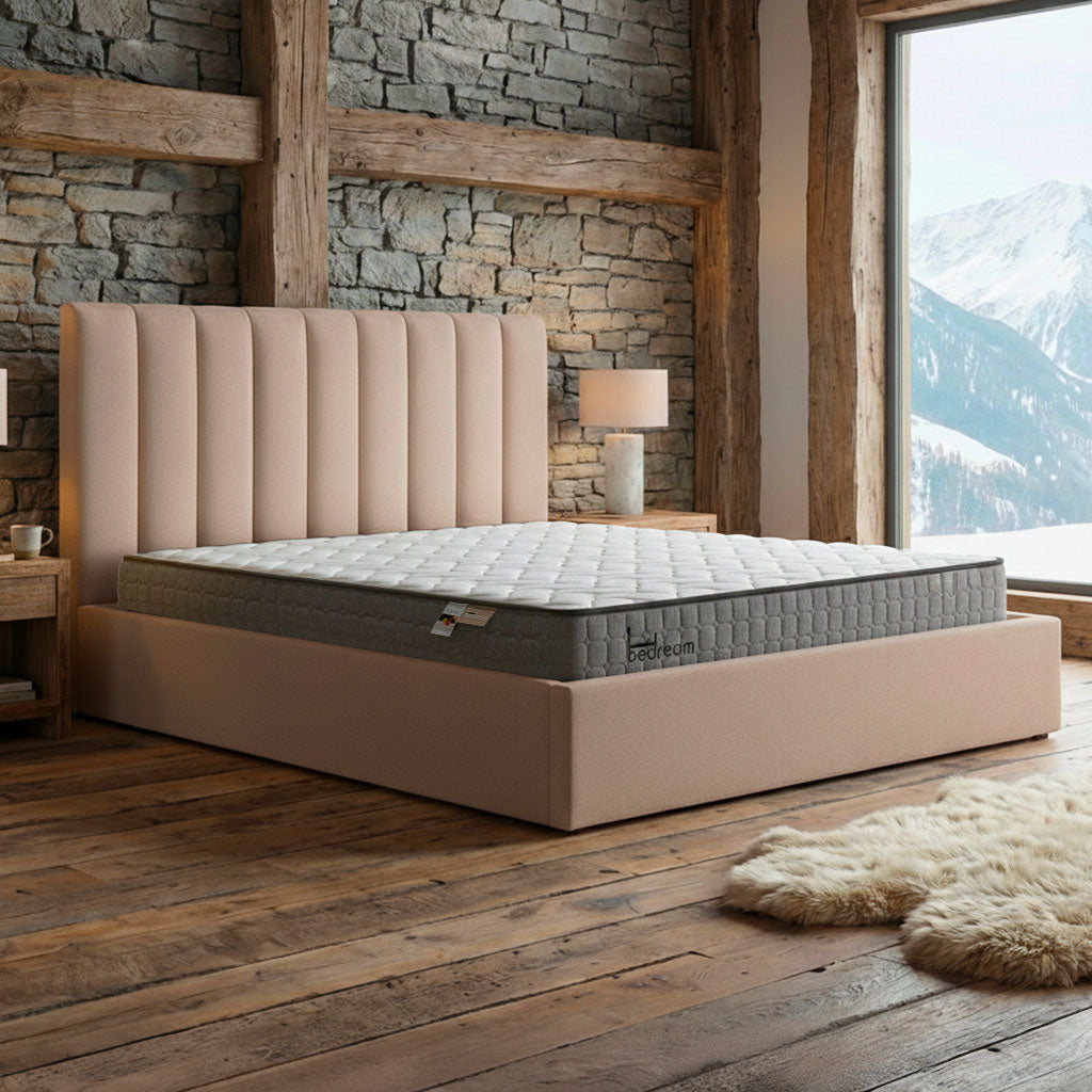 Pack Lit-coffre Songe + Matelas Bedream 180x200cm Tissu Beige