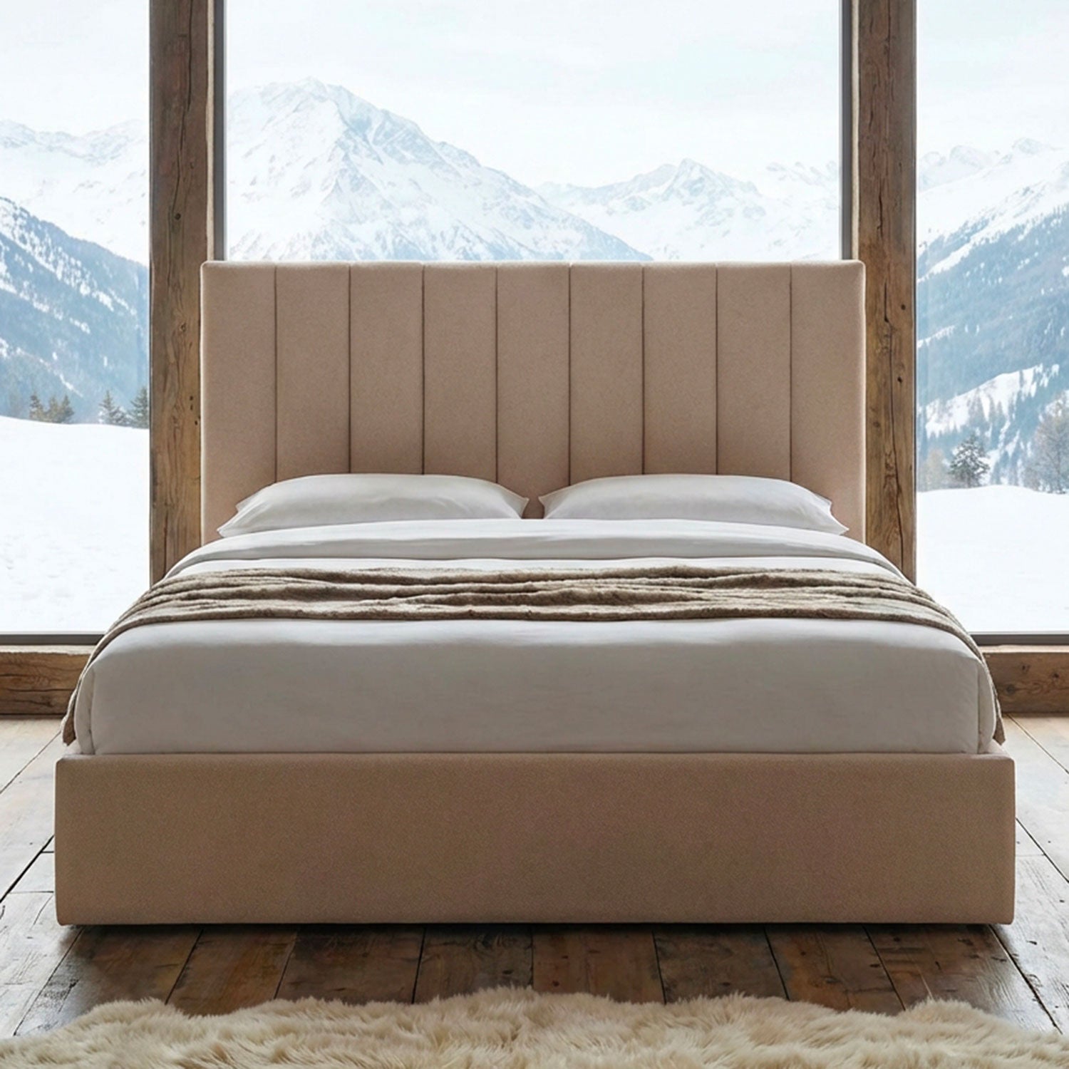 Pack Lit-coffre Songe + Matelas Bedream 180x200cm Tissu Beige