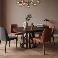 Table ronde extensible Lawina L110-260cm avec pieds design Bois Noyer