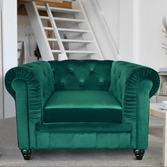 Grand fauteuil Chesterfield Velours Vert