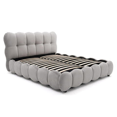 Pack Lit-coffre design boule Bilbola + Matelas Bedream 160x200cm Velours Gris