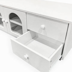 Mesa de centro Caria 60x100cm con puertas y cajones blanco texturizado
