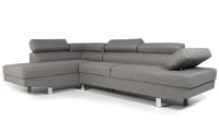 Canapé d'angle Annalo avec têtières ajustables tissu gris