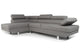 Canapé d'angle Annalo avec têtières ajustables tissu gris